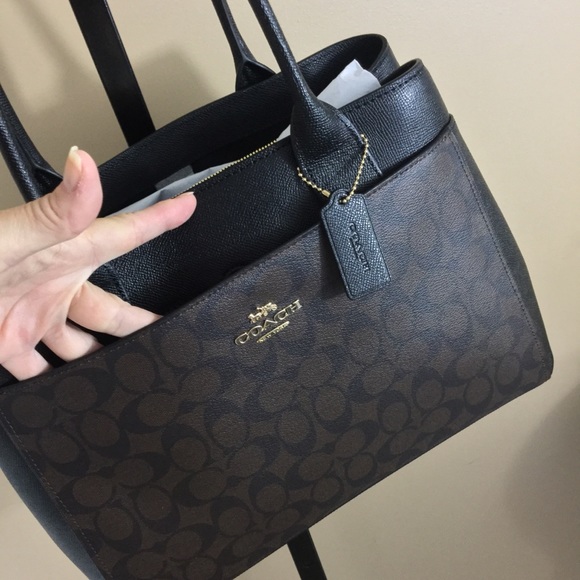 NWT🌹Stunning Brown/Black Compartment Coach Bag🌹 - Picture 7 of 8